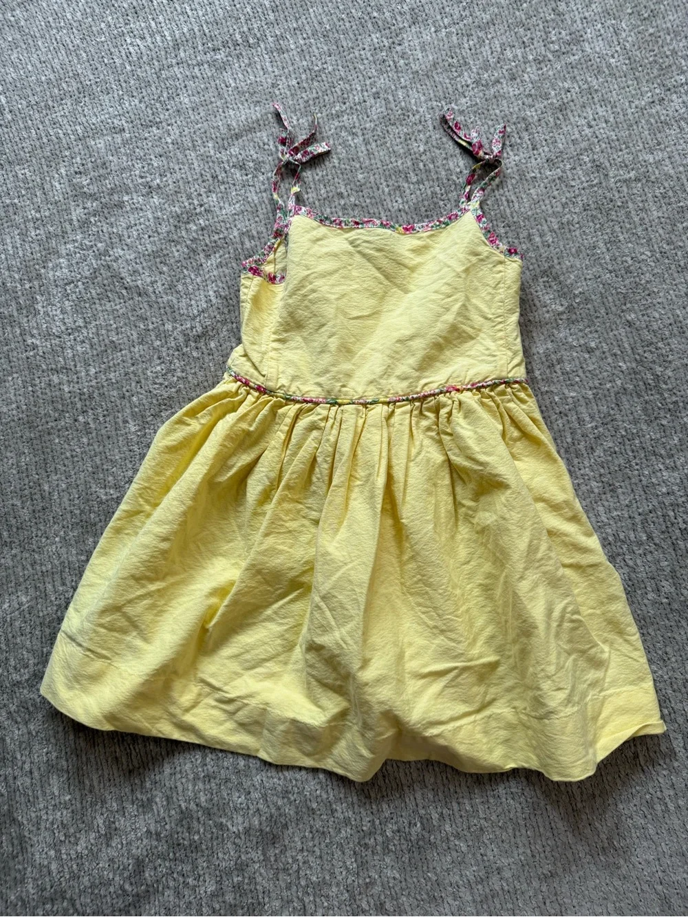 Ralph Lauren Girls Yellow Sundress Floral Tie Strap Dress Size 5 (estimated)